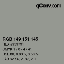 颜色代码: RGB 149 151 145 | qconv.com
