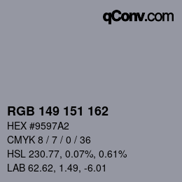 カラーコード: RGB 149 151 162 | qconv.com