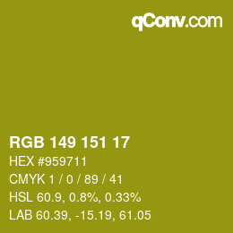 Color code: RGB 149 151 17 | qconv.com