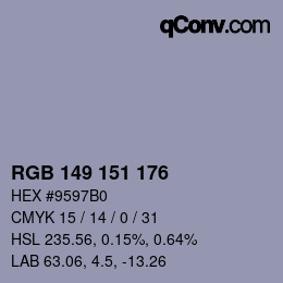 Color code: RGB 149 151 176 | qconv.com