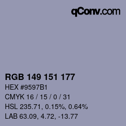 Código de color: RGB 149 151 177 | qconv.com