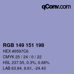 Color code: RGB 149 151 198 | qconv.com