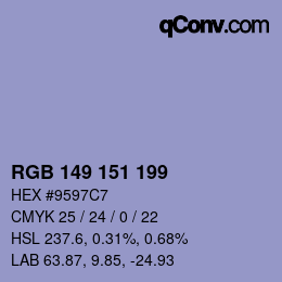 Color code: RGB 149 151 199 | qconv.com