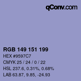 Color code: RGB 149 151 199 | qconv.com