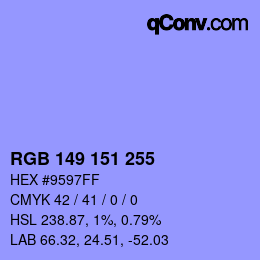 Color code: RGB 149 151 255 | qconv.com