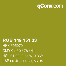 Color code: RGB 149 151 33 | qconv.com