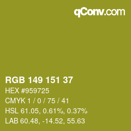 カラーコード: RGB 149 151 37 | qconv.com