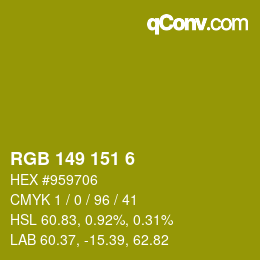 Color code: RGB 149 151 6 | qconv.com