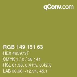 Color code: RGB 149 151 63 | qconv.com