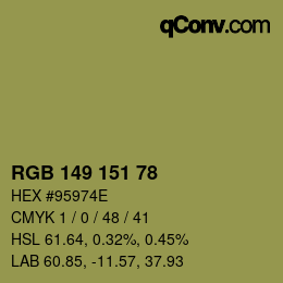 颜色代码: RGB 149 151 78 | qconv.com