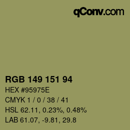 Color code: RGB 149 151 94 | qconv.com