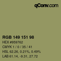 Color code: RGB 149 151 98 | qconv.com