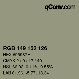 Color code: RGB 149 152 126 | qconv.com