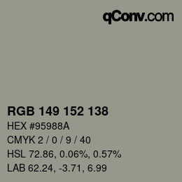 Color code: RGB 149 152 138 | qconv.com