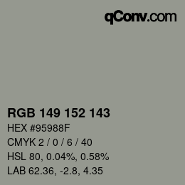 Color code: RGB 149 152 143 | qconv.com