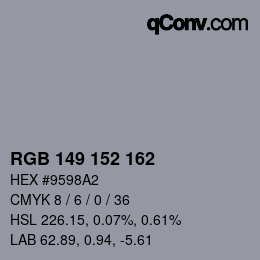 カラーコード: RGB 149 152 162 | qconv.com