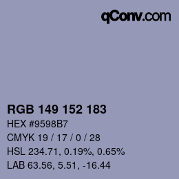 Código de color: RGB 149 152 183 | qconv.com