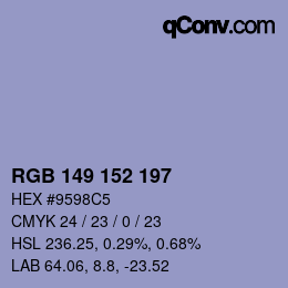 Color code: RGB 149 152 197 | qconv.com
