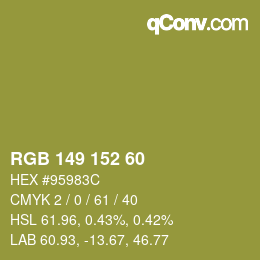 カラーコード: RGB 149 152 60 | qconv.com