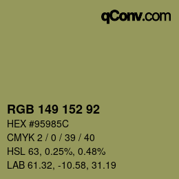 カラーコード: RGB 149 152 92 | qconv.com