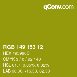 Color code: RGB 149 153 12 | qconv.com