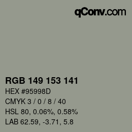 Color code: RGB 149 153 141 | qconv.com