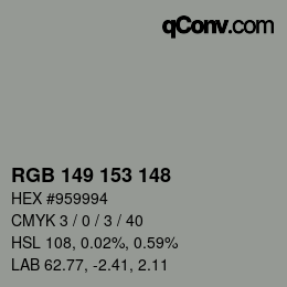 Color code: RGB 149 153 148 | qconv.com