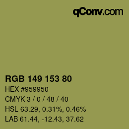 Color code: RGB 149 153 80 | qconv.com