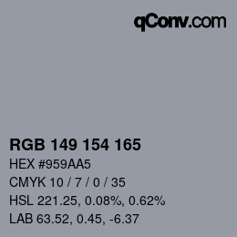 Código de color: RGB 149 154 165 | qconv.com