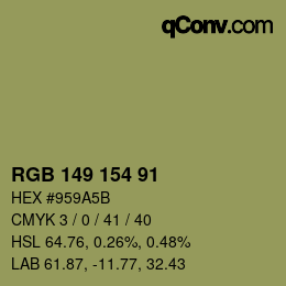 Farbcode: RGB 149 154 91 | qconv.com