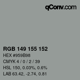Código de color: RGB 149 155 152 | qconv.com