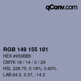 カラーコード: RGB 149 155 181 | qconv.com