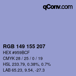 Color code: RGB 149 155 207 | qconv.com