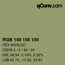 Código de color: RGB 149 156 109 | qconv.com