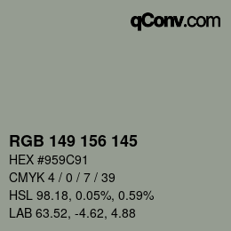 颜色代码: RGB 149 156 145 | qconv.com