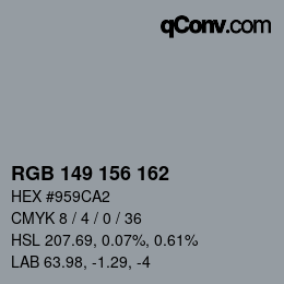 Color code: RGB 149 156 162 | qconv.com