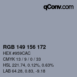 颜色代码: RGB 149 156 172 | qconv.com