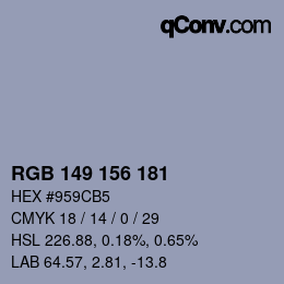 Color code: RGB 149 156 181 | qconv.com