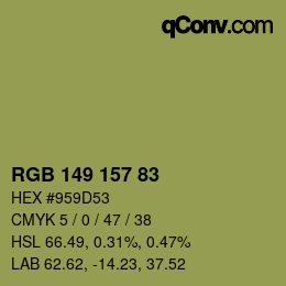 颜色代码: RGB 149 157 83 | qconv.com
