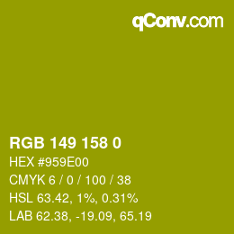 Color code: RGB 149 158 0 | qconv.com