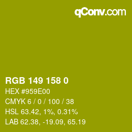 Color code: RGB 149 158 0 | qconv.com