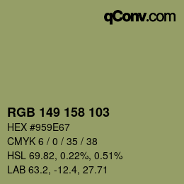 カラーコード: RGB 149 158 103 | qconv.com