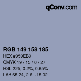 Color code: RGB 149 158 185 | qconv.com