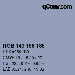 カラーコード: RGB 149 158 185 | qconv.com