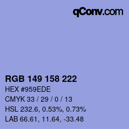 Farbcode: RGB 149 158 222 | qconv.com