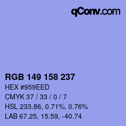 カラーコード: RGB 149 158 237 | qconv.com