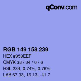 カラーコード: RGB 149 158 239 | qconv.com