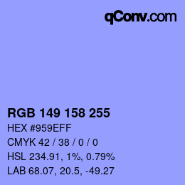 Color code: RGB 149 158 255 | qconv.com