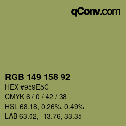 颜色代码: RGB 149 158 92 | qconv.com