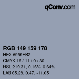Código de color: RGB 149 159 178 | qconv.com